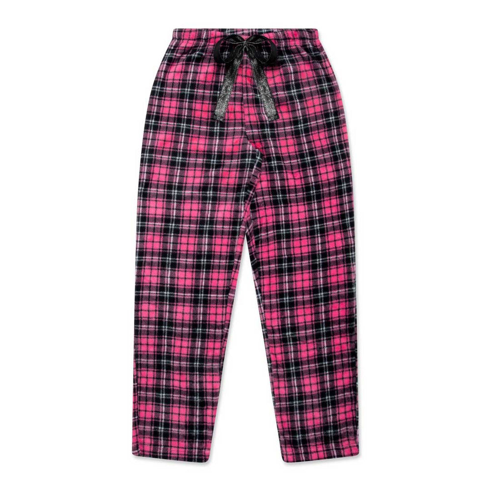 René Rofé 2 Pack Plush Fleece Pajama Pants In Hot Pink Plaid And Snowman