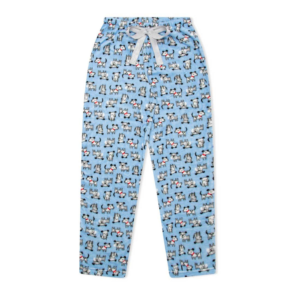 René Rofé 2 Pack Plush Fleece Pajama Pants In Light Blue Dogs And Blue Snowflakes