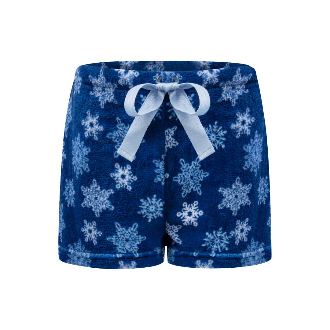 René Rofé 2 Pack Plush Fleece Pajama Shorts In Blue Snowflakes And Sky Blue Dogs