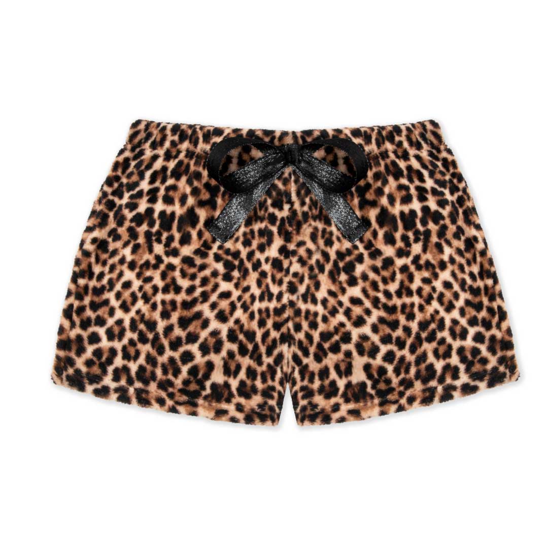 René Rofé 2 Pack Plush Fleece Pajama Shorts In Leopard And White Hearts