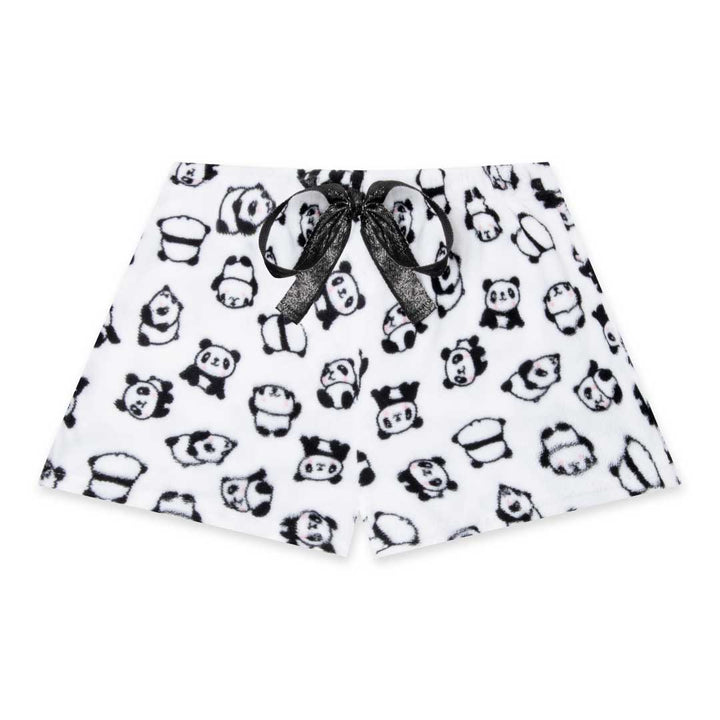 René Rofé 2 Pack Plush Fleece Pajama Shorts In Leopard And White Pandas