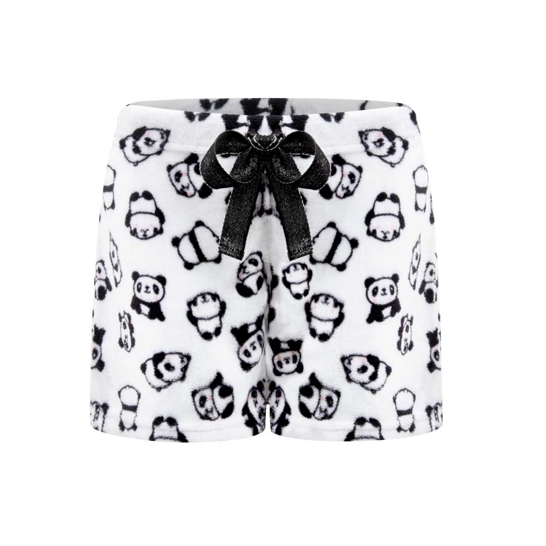 René Rofé 2 Pack Plush Fleece Pajama Shorts In Leopard And White Pandas