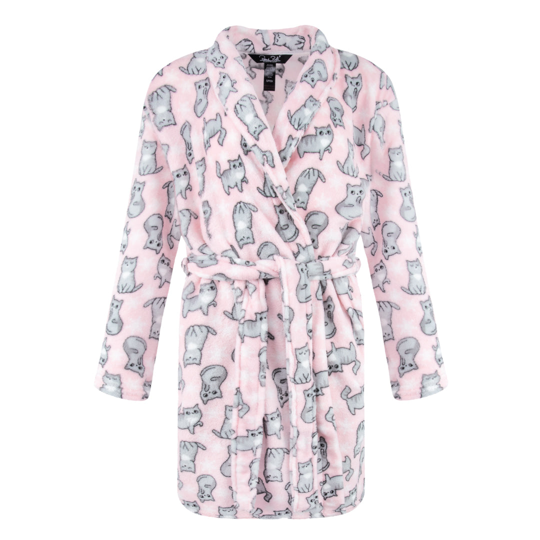 René Rofé 36 Inch Plush Robe In Pink Cats