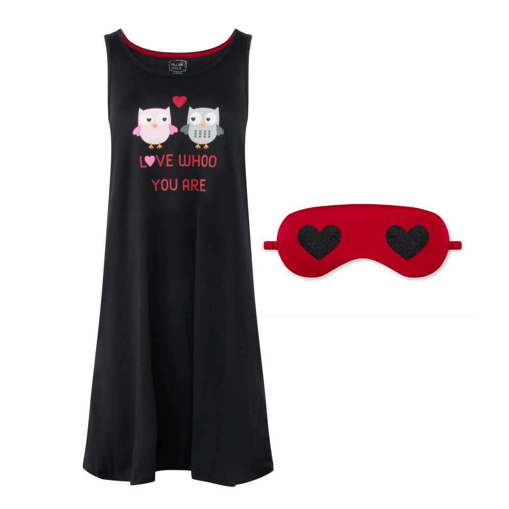 René Rofé Butter Soft Chemise Sleep Gown With Eye Mask
