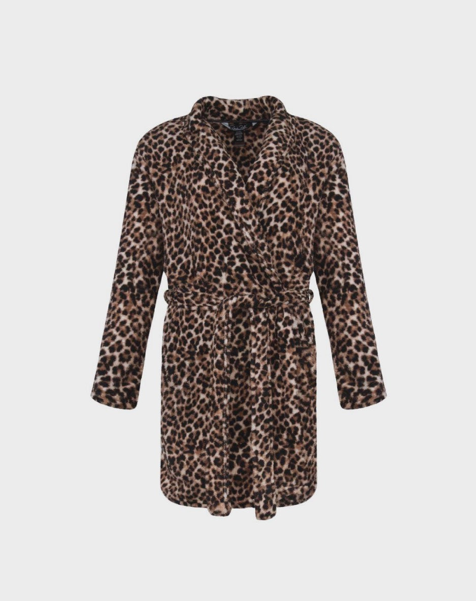 36 Inch Plush Robe — Dark Leopard