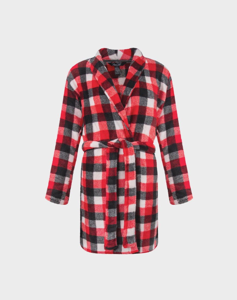 36 Inch Plush Robe — Red Gingham