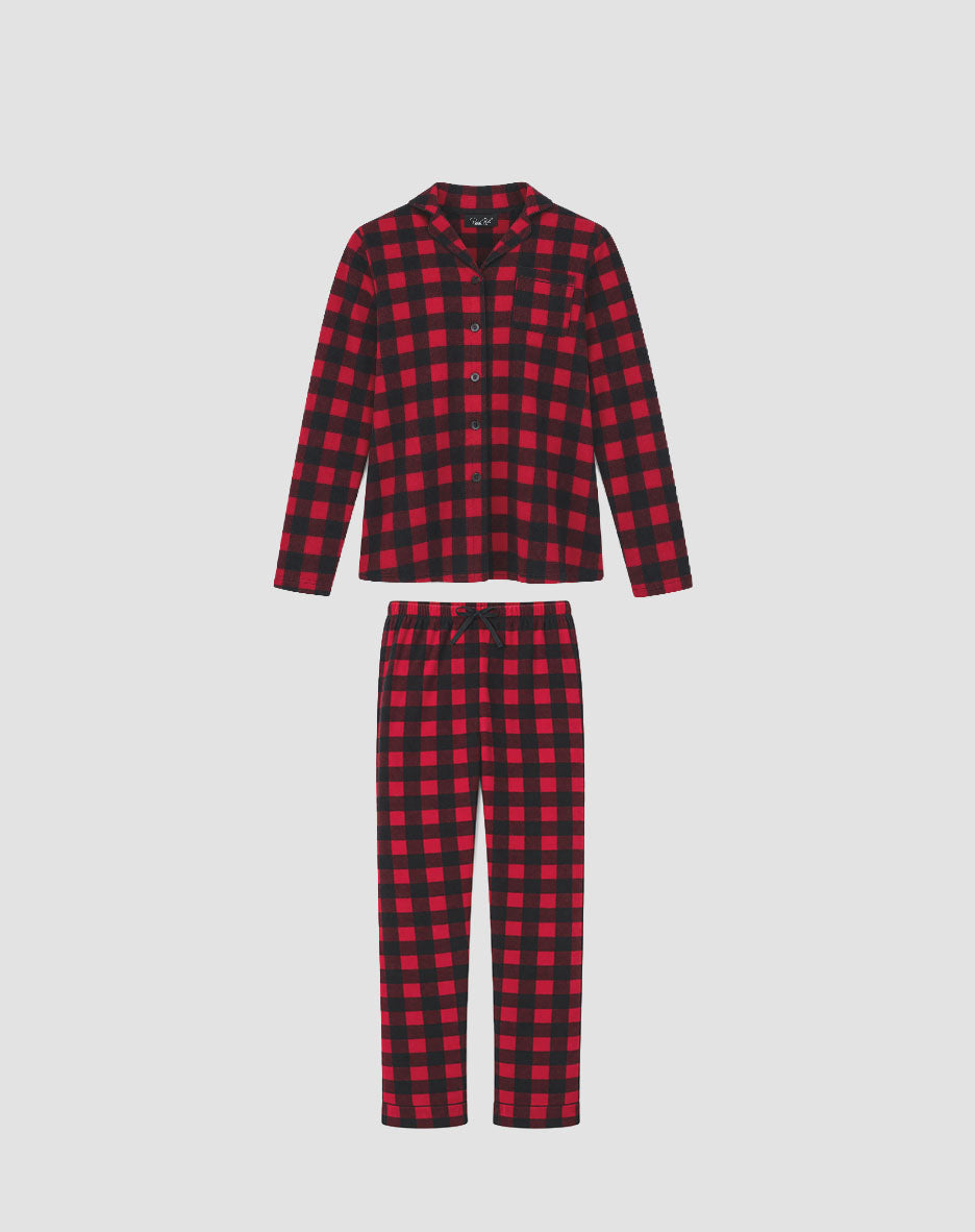 Microfleece Button-Up Pajama Gift Set with Notch Collar