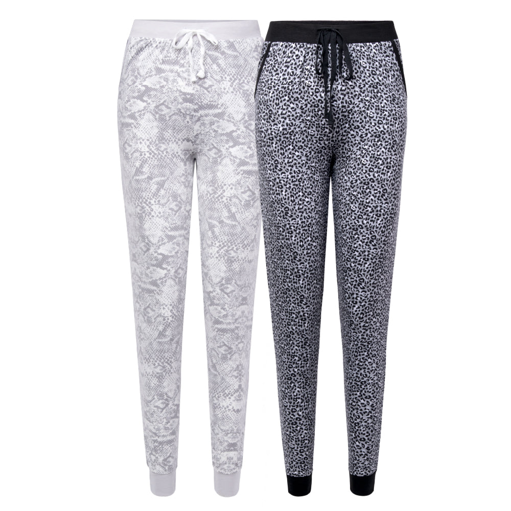 René Rofé 2 Pack Jogger Pants Grey Black Animal