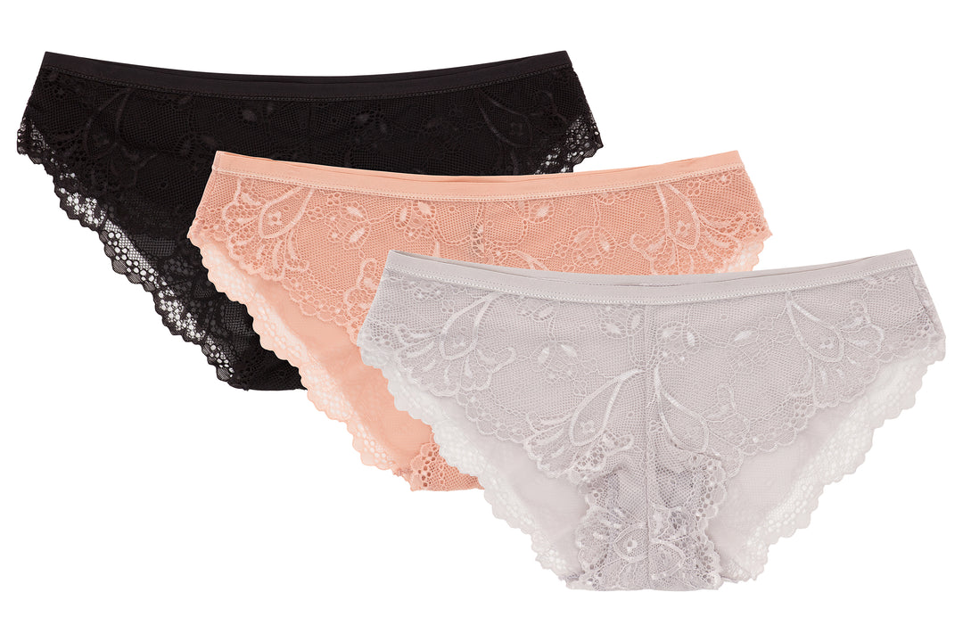 René Rofé 131865H3 Mbg Rene Rofe Lingerie 3 Pack Lace Bikinis