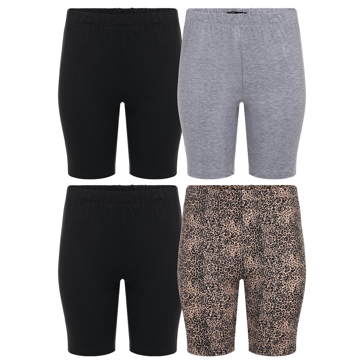 René Rofé Rene Rofe Sleepwear 4 Pack Soft Stretch Lounge Bike Short Black Animal