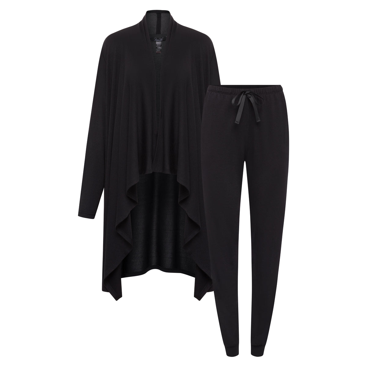 René Rofé Rene Rofe Sleepwear Hacci Robe Jogger 2 Piece Set Black