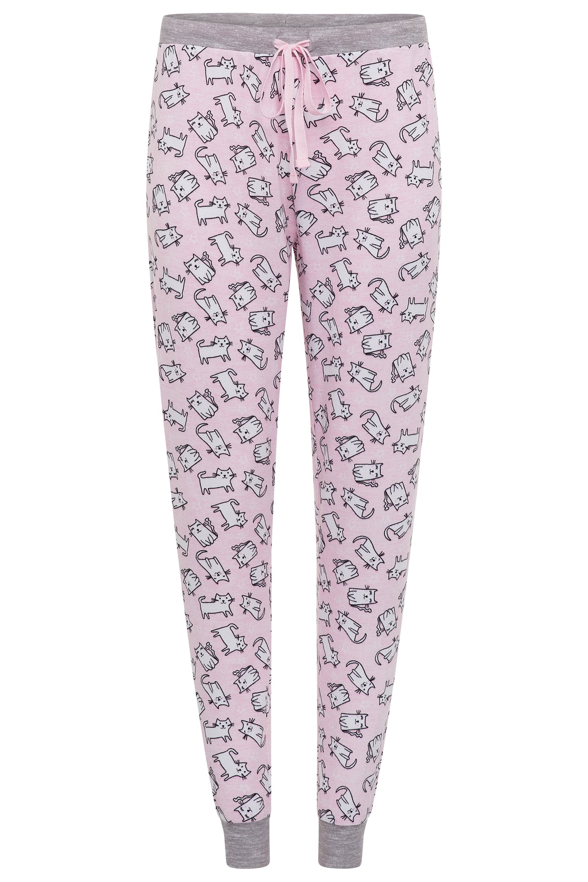 René Rofé Rene Rofe Sleepwear 2 Pack Short Sleeve Lightweight Hacci Jogger Set Paris Cats