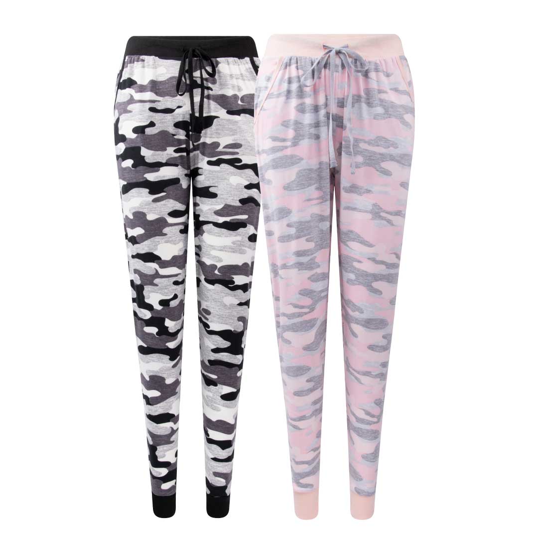 René Rofé 2 Pack Jogger Pants Grey Black Animal