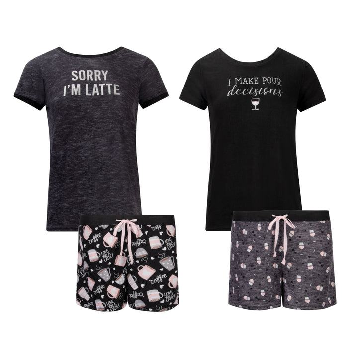 René Rofé 2 Pack Loungewear Hacci Shorts Set Coffee Wine