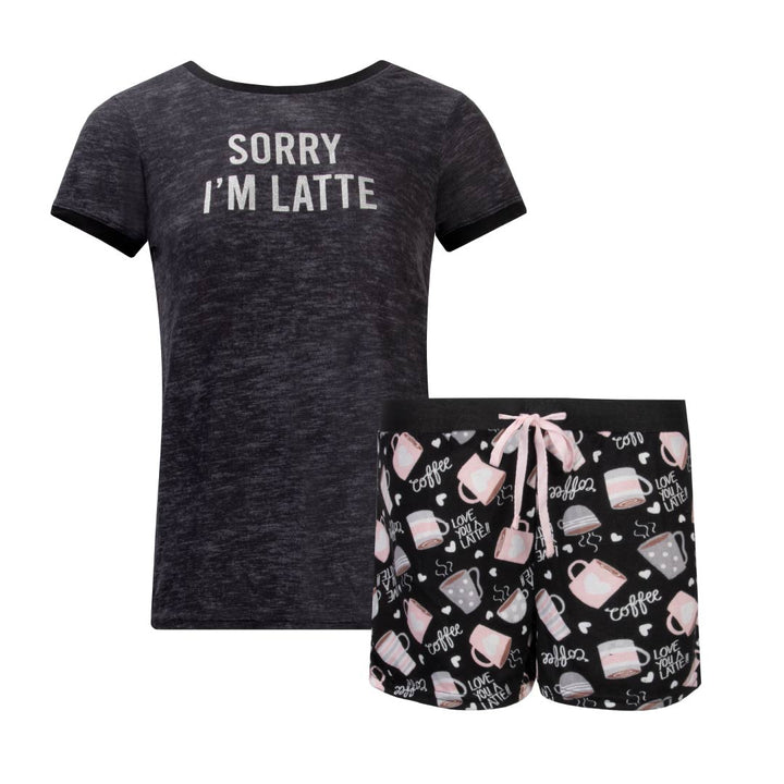 René Rofé 2 Pack Loungewear Hacci Shorts Set Coffee Wine