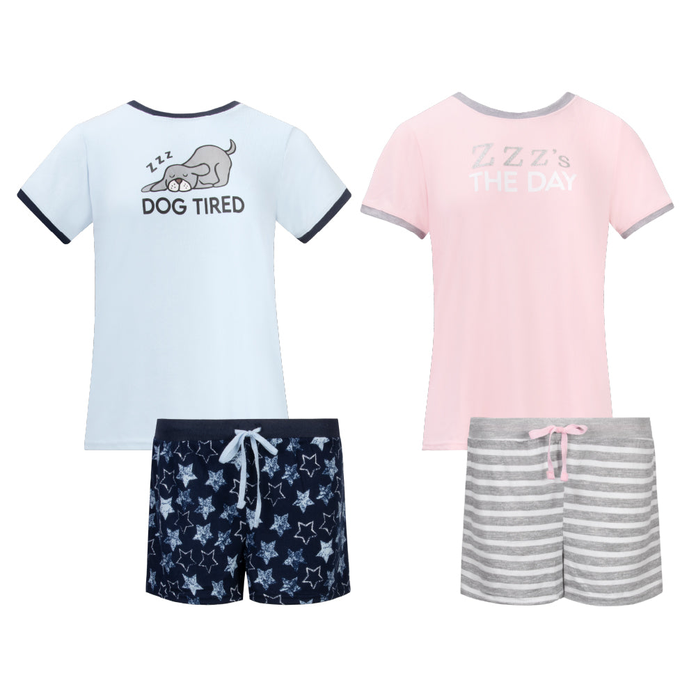 René Rofé 2 Pack Loungewear Hacci Shorts Set Sleeping Dog Zzzs