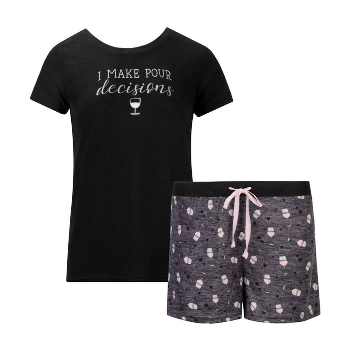 René Rofé 2 Pack Loungewear Hacci Shorts Set Coffee Wine