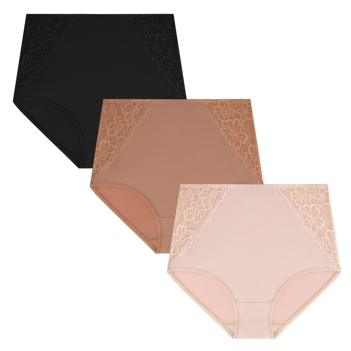René Rofé 3 Pack Shaping Lace Accented Briefs