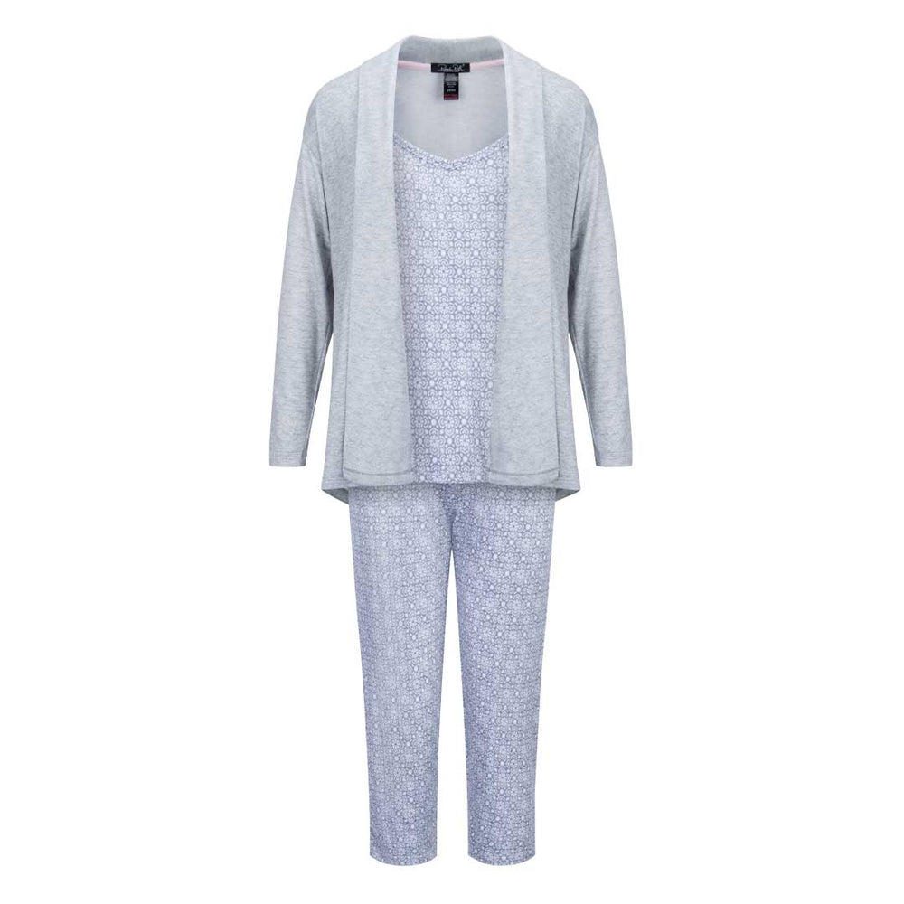 René Rofé 3 Piece Super Soft Robe And Capri Womens Pajama Set