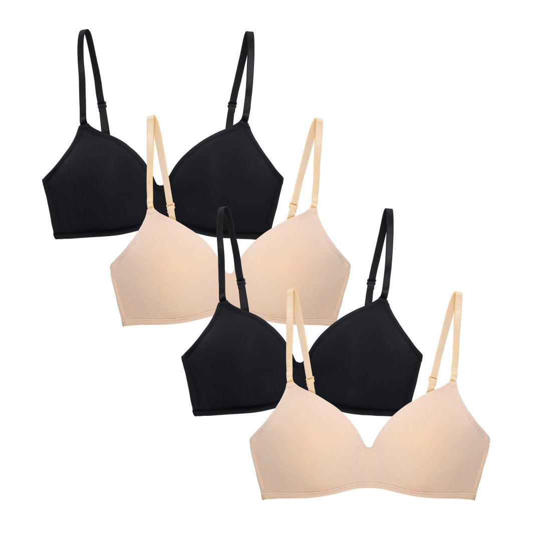 René Rofé 4 Pack Soft Foam Wireless T Shirt Bra Black Nude