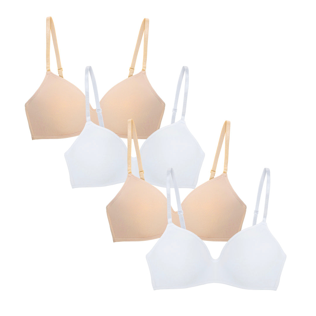 René Rofé Rene Rofe Lingerie Womens 4 Pack Soft Foam Wireless T Shirt Bra Nude White