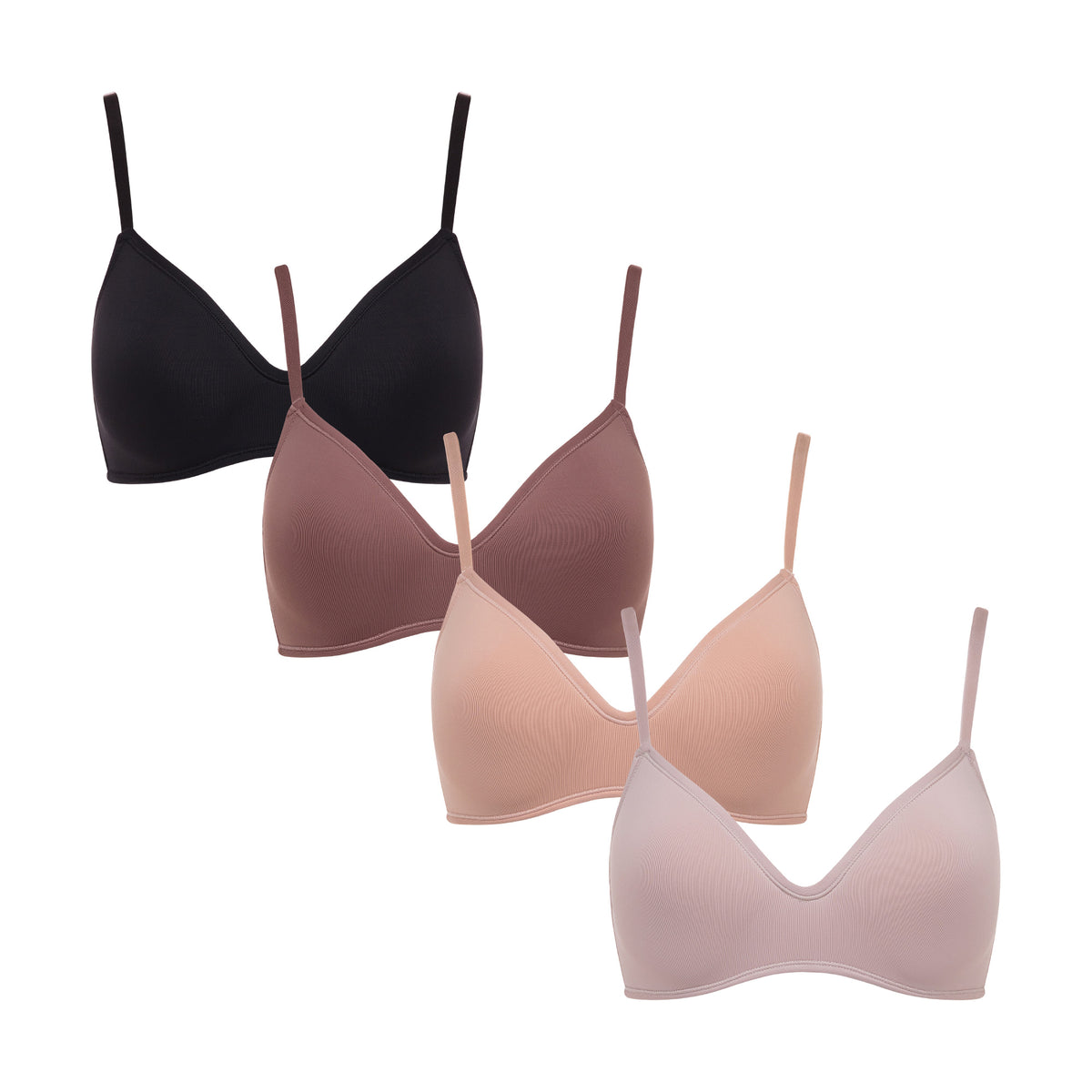 René Rofé Rene Rofe Lingerie Womens 4 Pack Soft Foam Wireless T Shirt Bra Brown