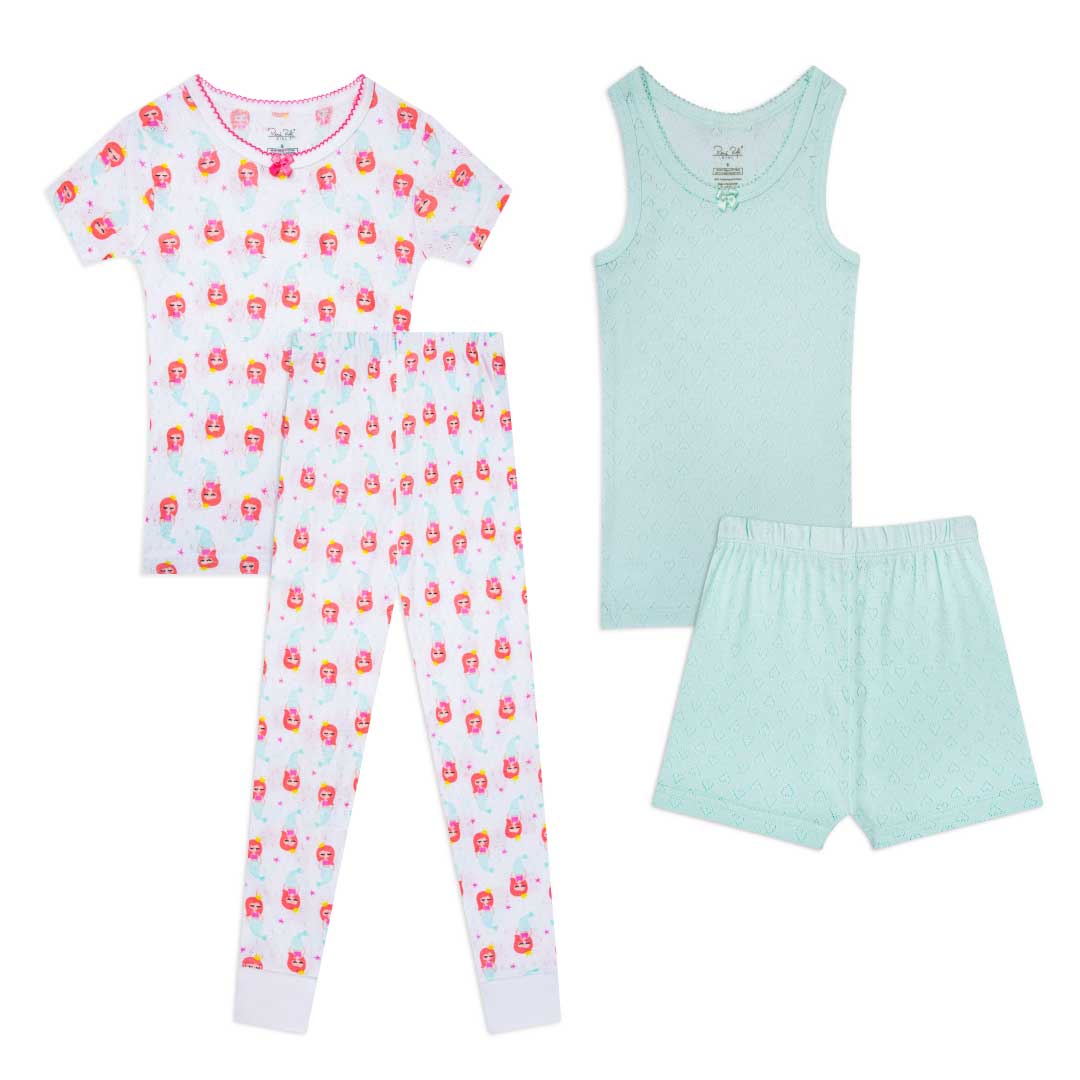 René Rofé Girls Cotton Snug Fit Pajama Pant And Short Set