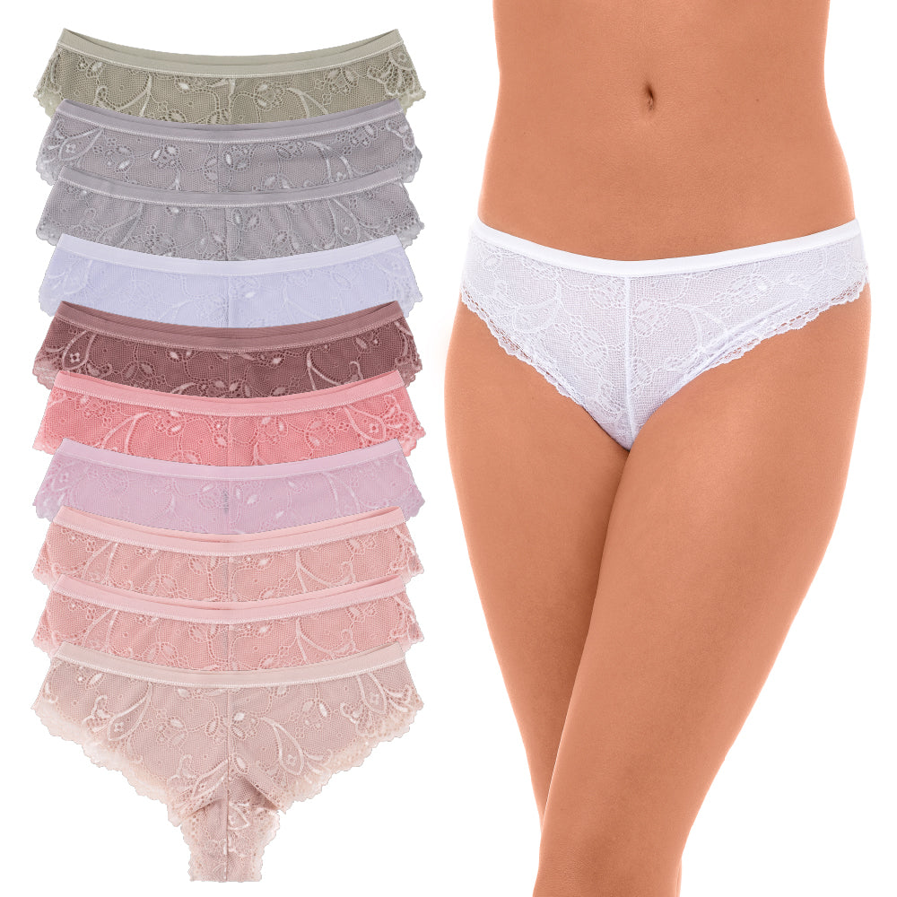 René Rofé 10 Pack Cheeky Lace Panties