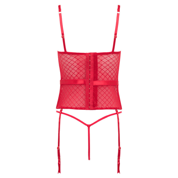 René Rofé Rene Rofe Lingerie Lurex Lace Bustier With G String Set Red