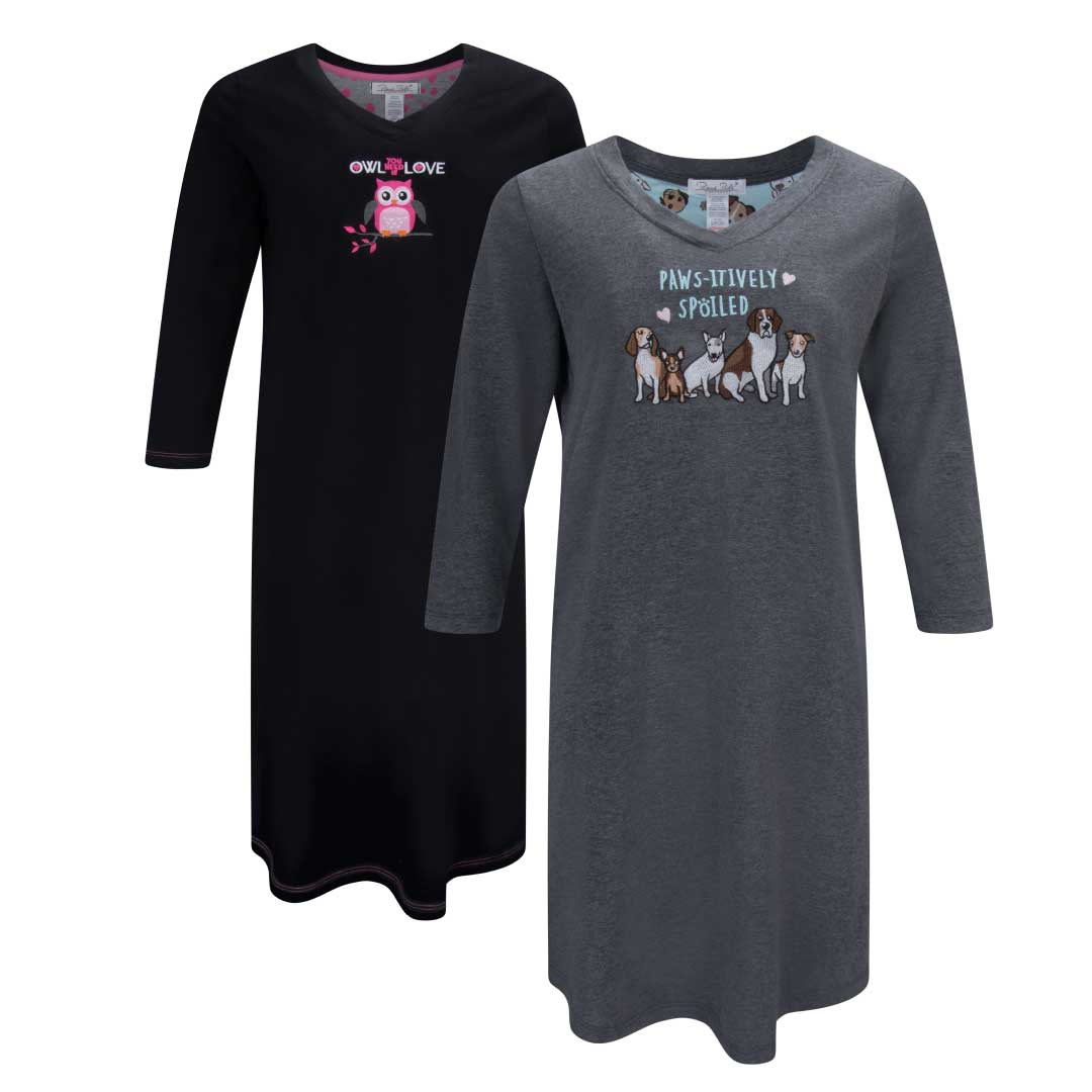 René Rofé Womens 3 4 Sleeve Cotton Nightshirt