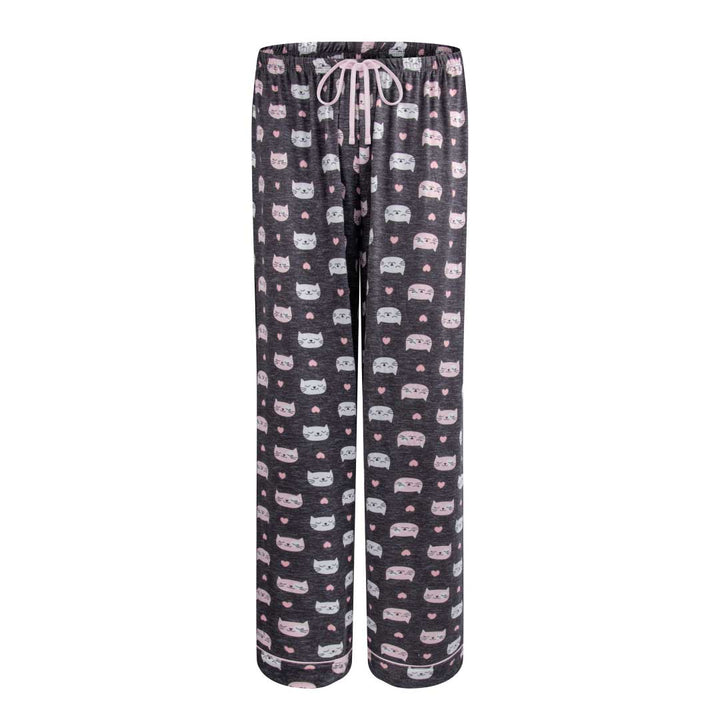 René Rofé 2 Pack Lounge Around Pajama Pants Heather Gray Cat And Black Owl