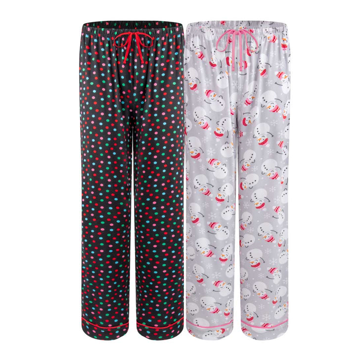 René Rofé 2 Pack Lounge Around Pajama Pants Polka Dots And Gray Snowman