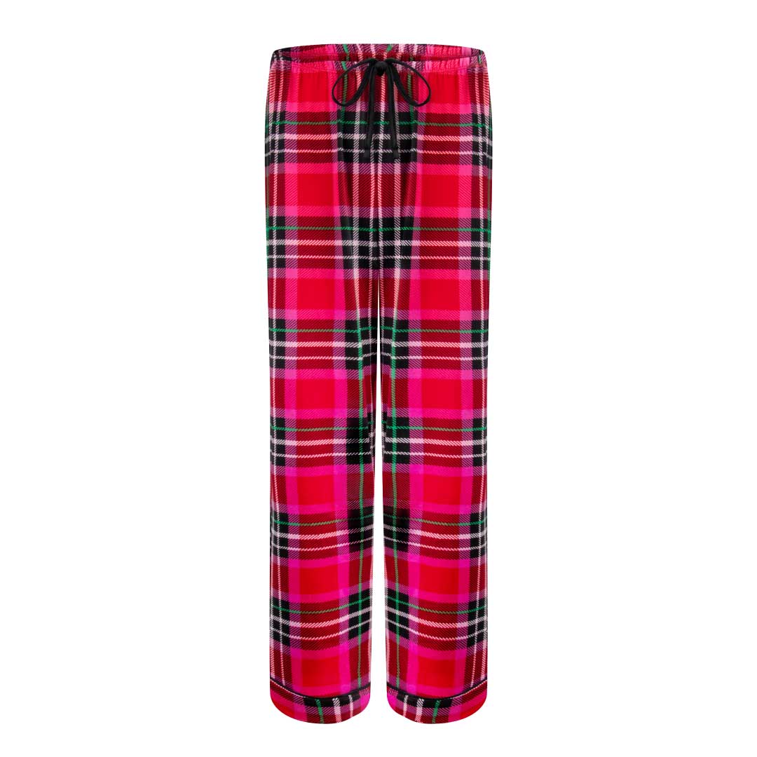 René Rofé 2 Pack Lounge Around Pajama Pants Red Plaid And Pink Cat