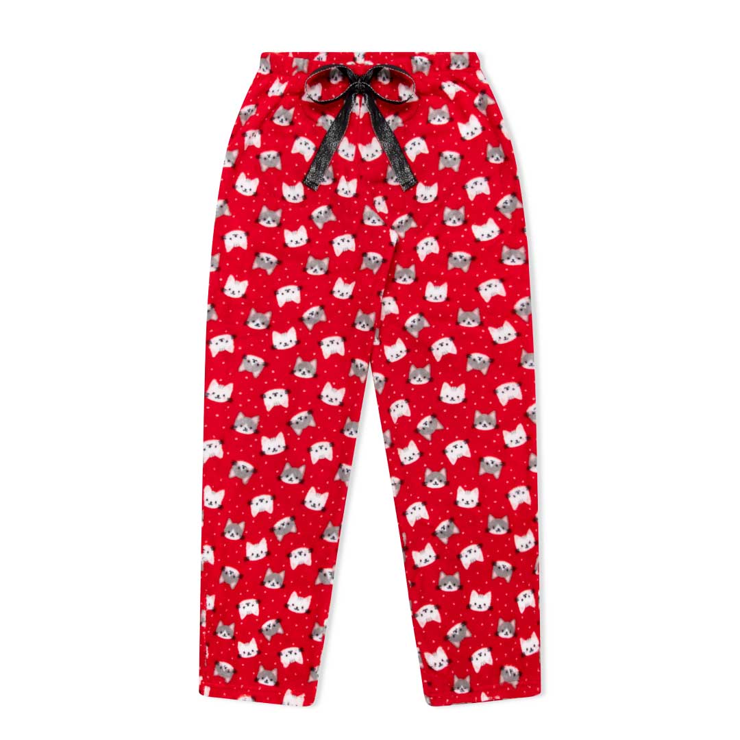 René Rofé 2-Pack Plush Fleece Pajama Pants In Black Dogs And Red Cats