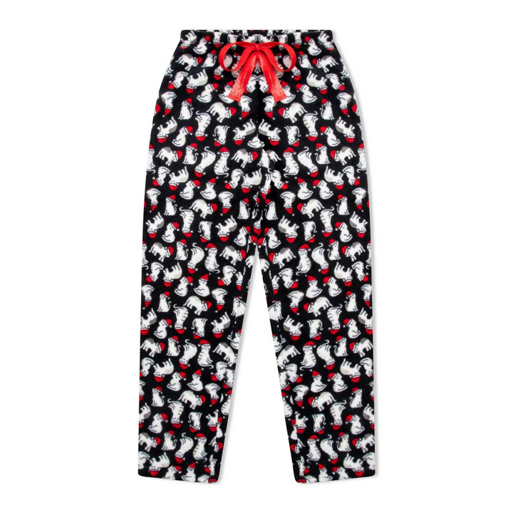 René Rofé 2 Pack Plush Fleece Pajama Pants In Festive Deers And White Cats