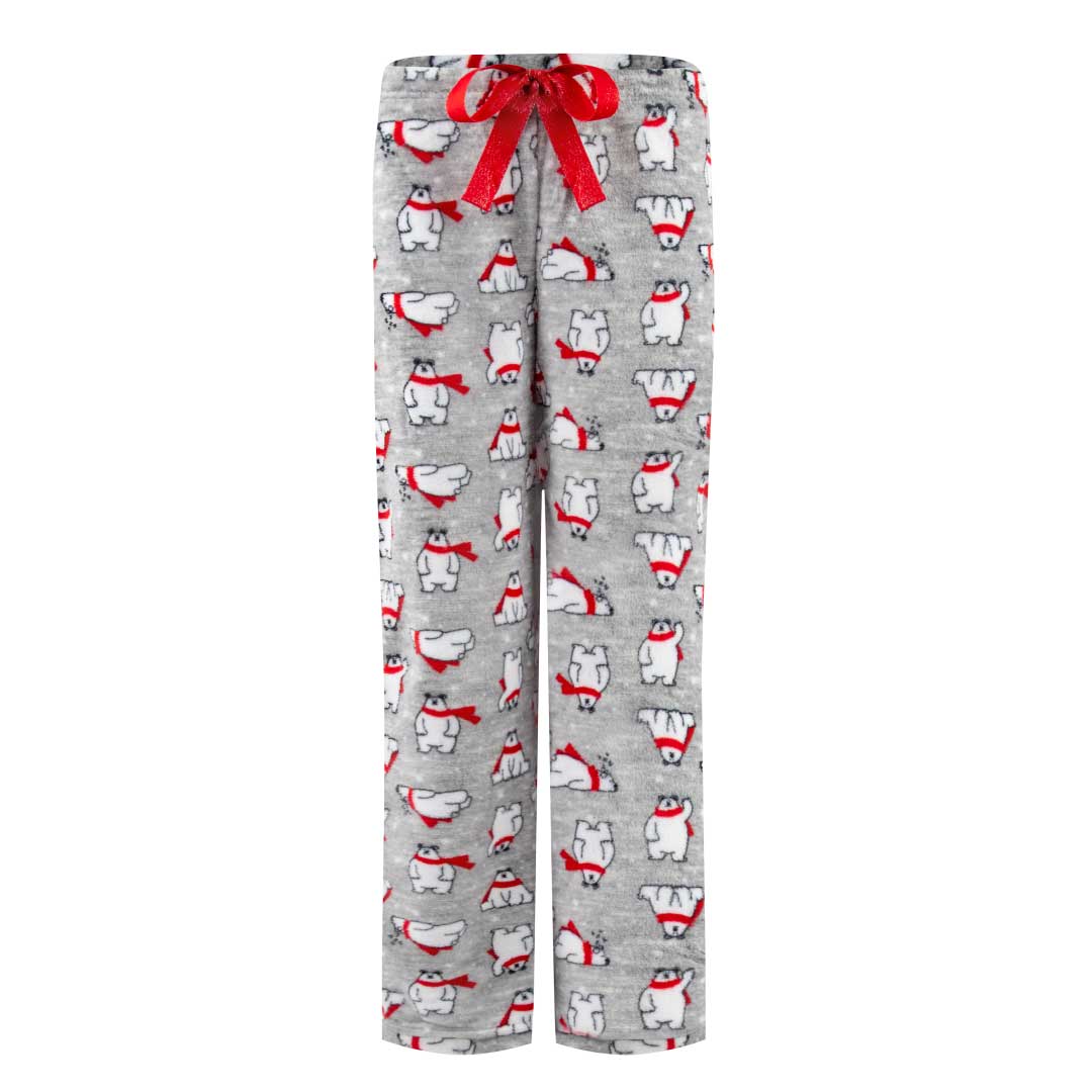 René Rofé 2 Pack Plush Fleece Pajama Pants In Gray Bears And Light Blue Snowman