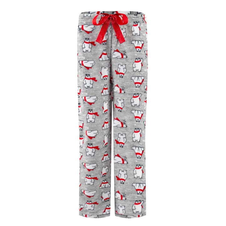 René Rofé 2 Pack Plush Fleece Pajama Pants In Gray Bears And Light Blue Snowman