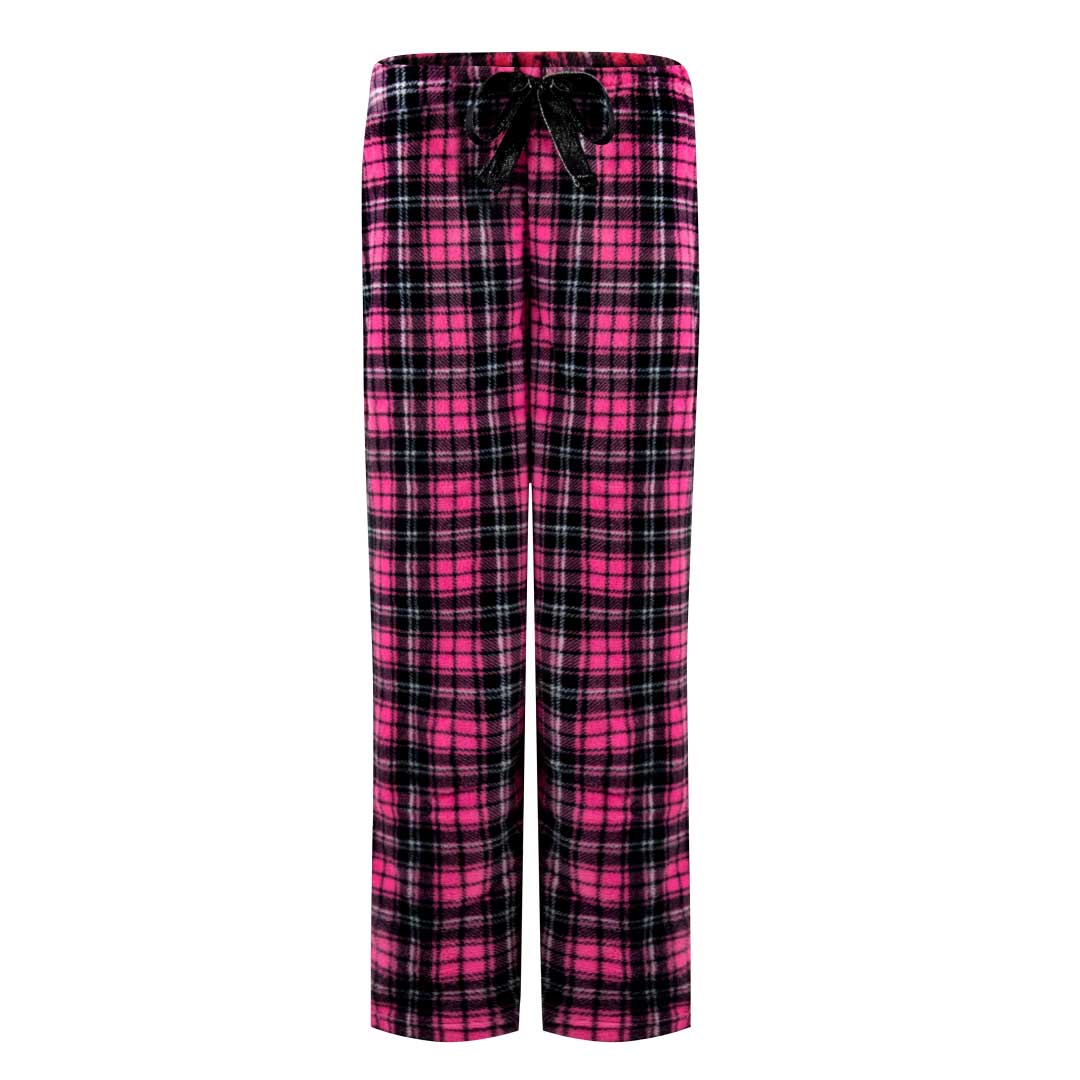René Rofé 2-Pack Plush Fleece Pajama Pants In Hot Pink Plaid And Snowman