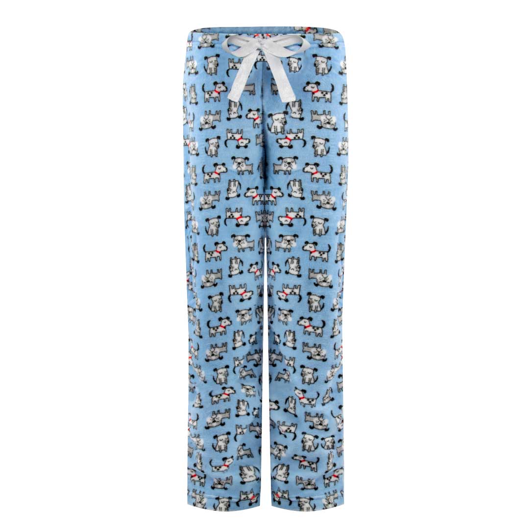 René Rofé 2 Pack Plush Fleece Pajama Pants In Light Blue Dogs And Blue Snowflakes