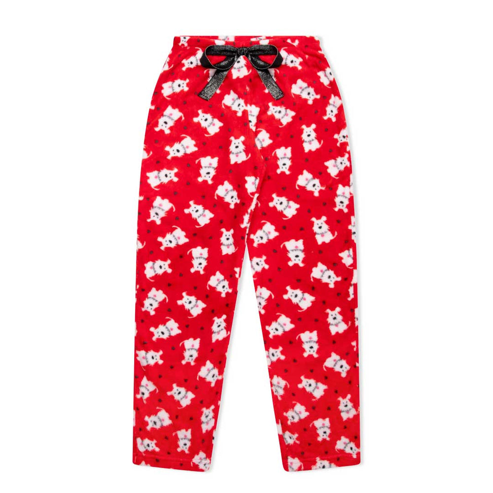 René Rofé 2 Pack Plush Fleece Pajama Pants In Red Dogs And White Panda