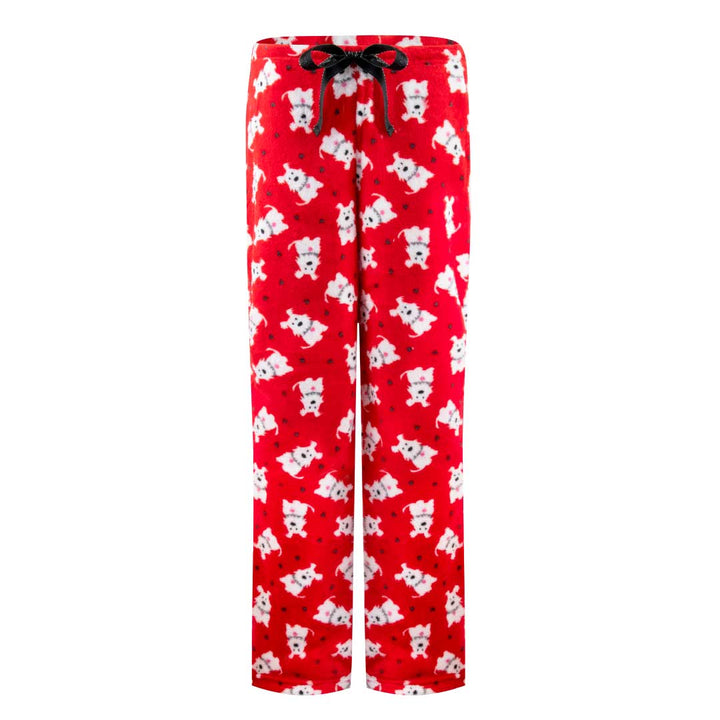 René Rofé 2 Pack Plush Fleece Pajama Pants In Red Dogs And White Panda