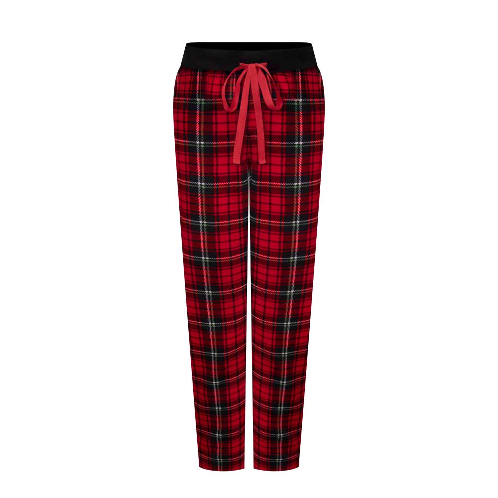 René Rofé 2 Pack Womens Velour Pajama Pants Red Penguin and Red Plaid