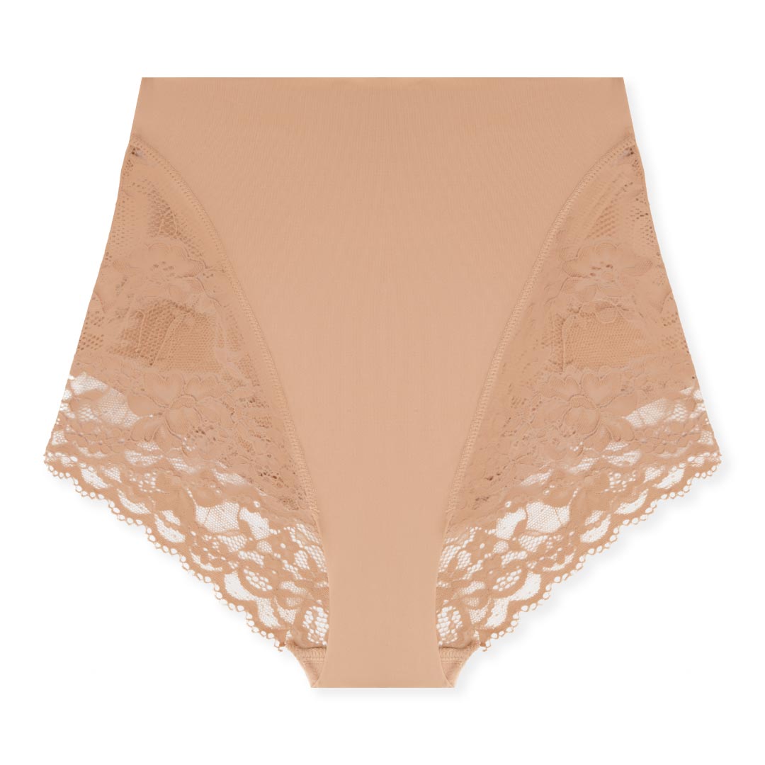 René Rofé 3 Pack Shaping Lace Trimmed Briefs in Black, Light Brown, Misty Gray