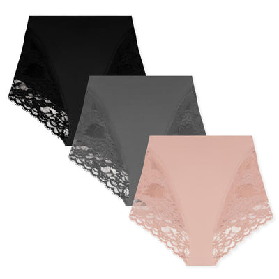 3 Pack Shaping Lace Accented Briefs - René Rofé