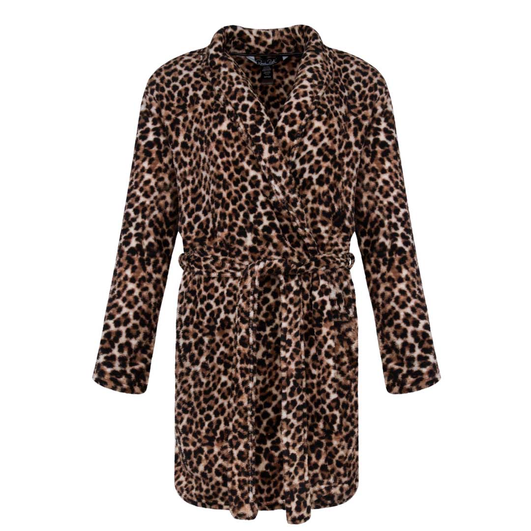 René Rofé 36 Inch Plush Robe In Dark Leopard