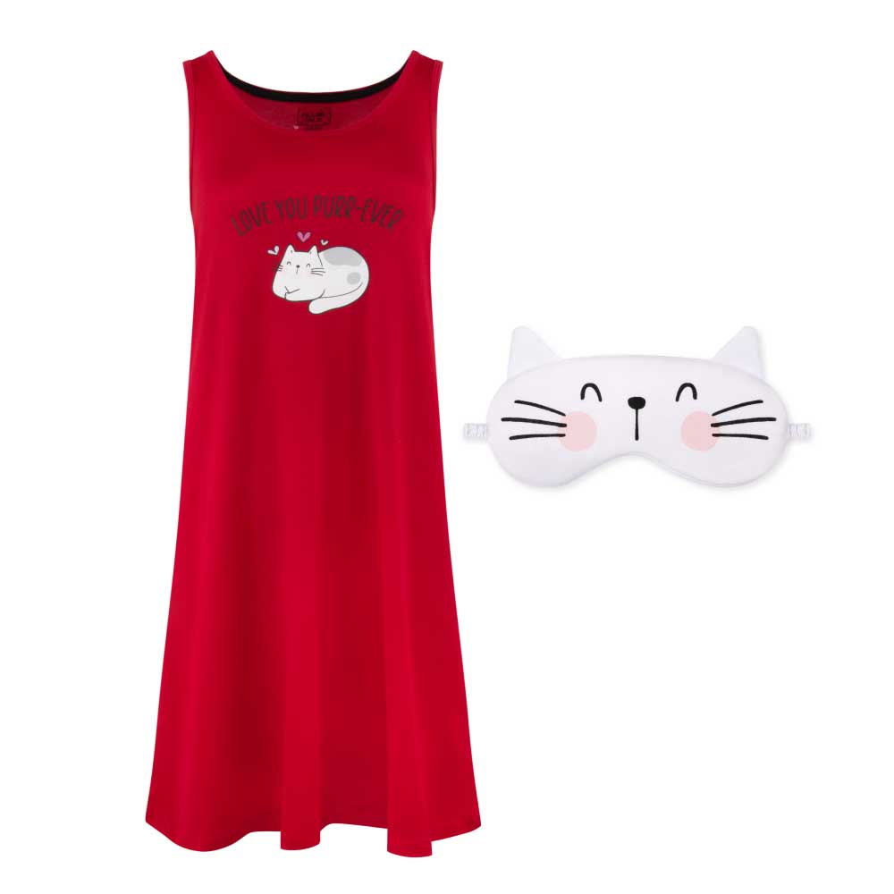 René Rofé Butter Soft Chemise Sleep Gown With Eye Mask