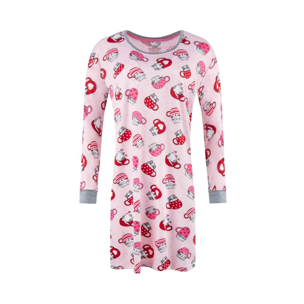 René Rofé Butter Soft Sleepshirt with Matching Socks Pink with Cats