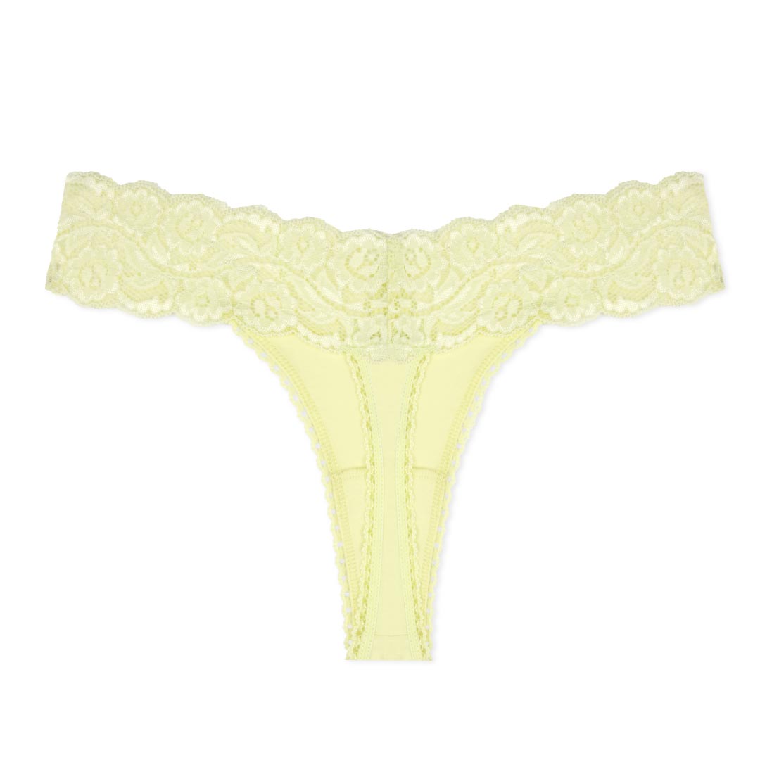 René Rofé Cotton Spandex Lace Thong in sunflower yellow