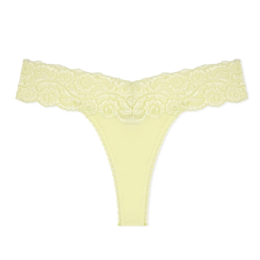 René Rofé Cotton Spandex Lace Thong in sunflower yellow
