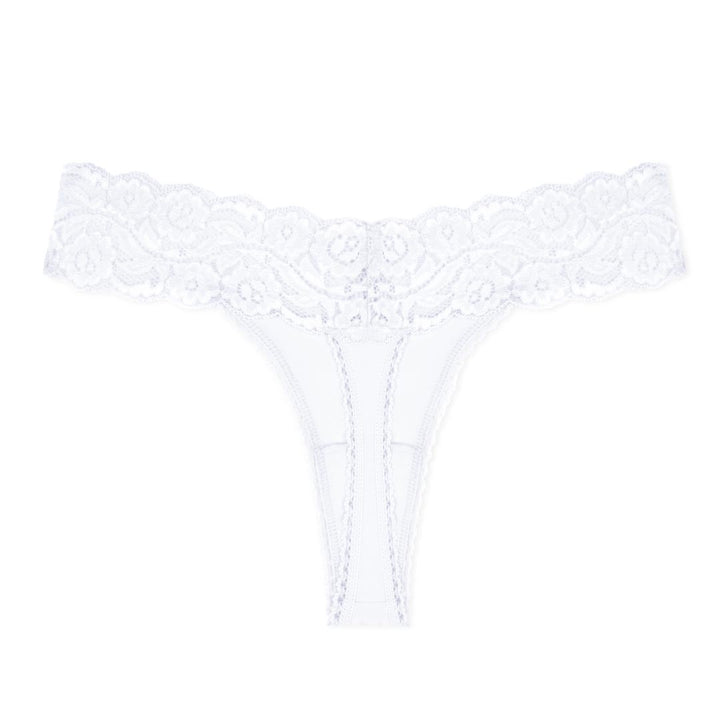 René Rofé Cotton Spandex Lace Thong in white